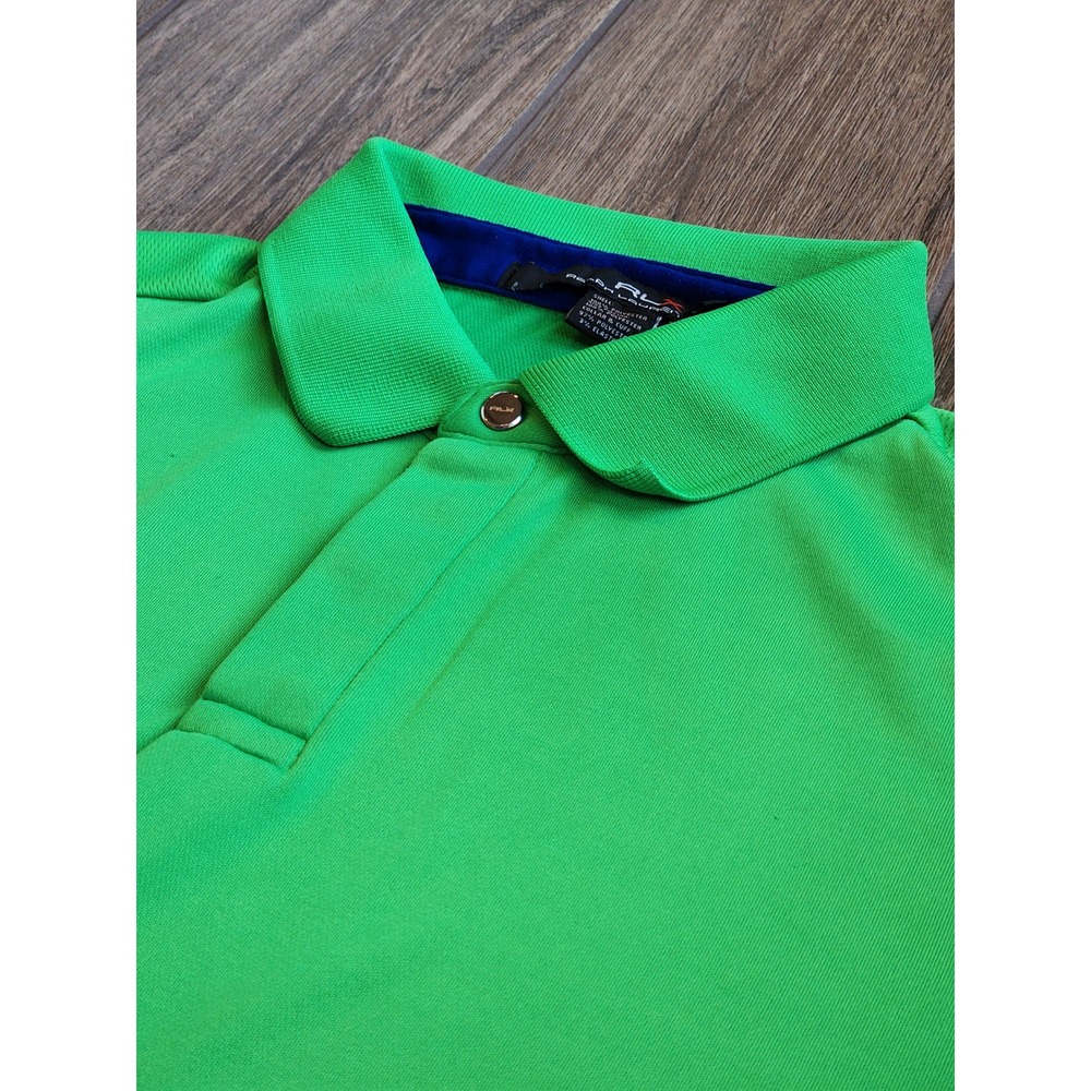 RLX Ralph Lauren Mens Performance Golf Polo Shirt Green Short Sleeve XL Snags